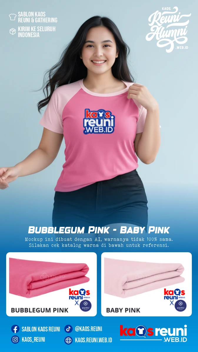 Bubblegum Pink Baby Pink Warna Kain Kaos Reuni Gathering (3)
