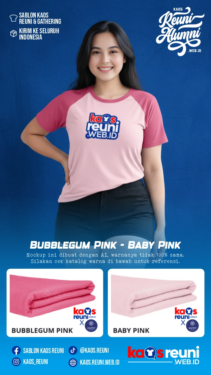 Bubblegum Pink – Baby Pink | Warna Kain Kaos Reuni Gathering