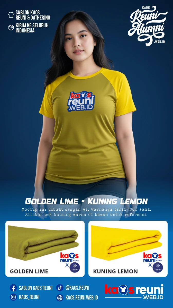 Golden Lime Kuning Lemon Warna Kain Kaos Reuni Gathering (5)