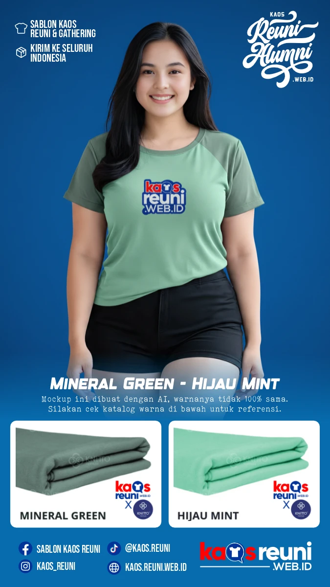 Mineral Green – Hijau Mint | Warna Kain Kaos Reuni Gathering