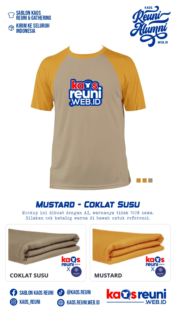 Mustard Coklat Susu Warna Kain Kaos Reuni Gathering (2)