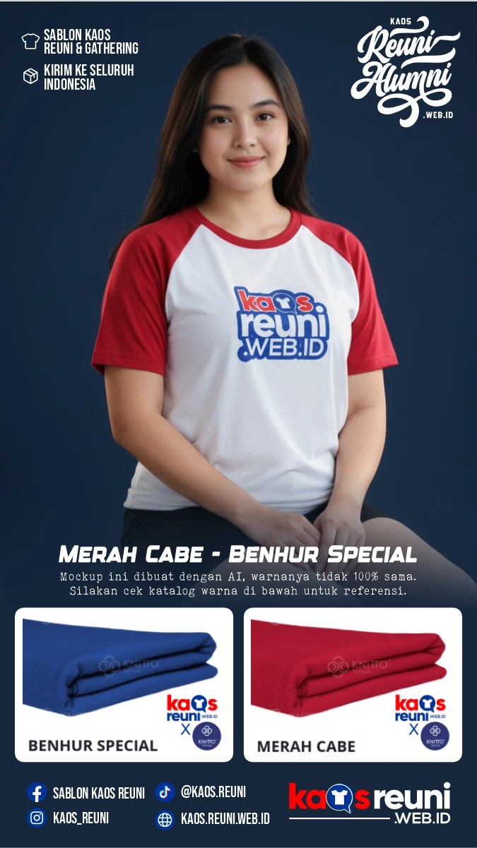 Putih – Merah Cabe – Benhur Special | Kaos Raglan Reuni Gathering