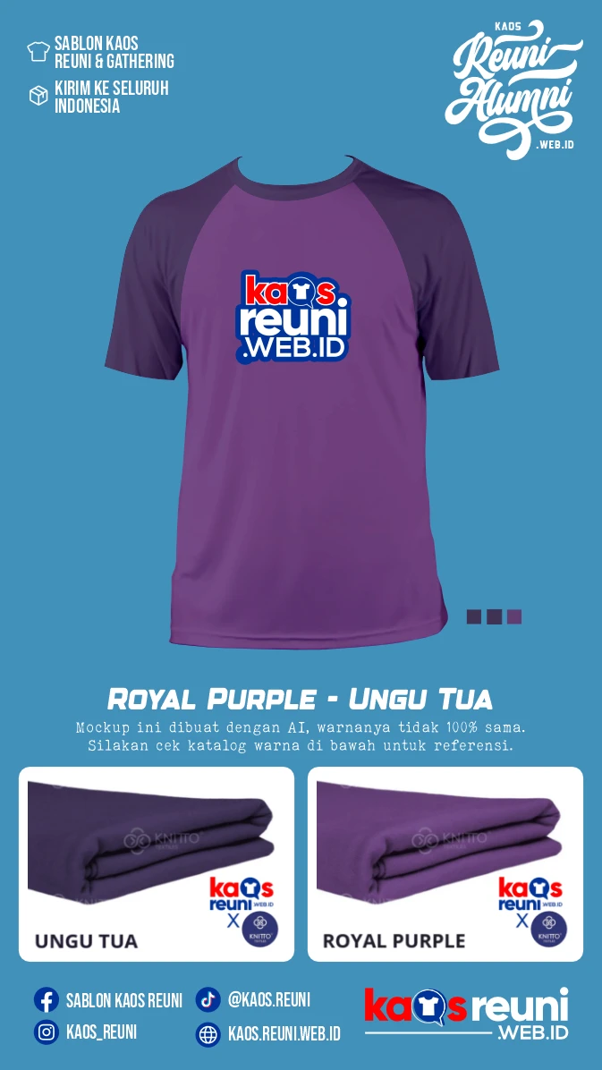 Royal Purple Ungu Tua Warna Kain Kaos Reuni Gathering (2)