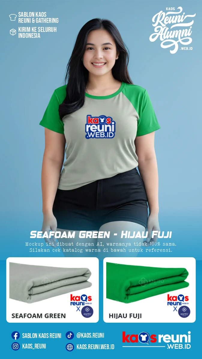 Seafoam Green Hijau Fuji Warna Kain Kaos Reuni Gathering (4)