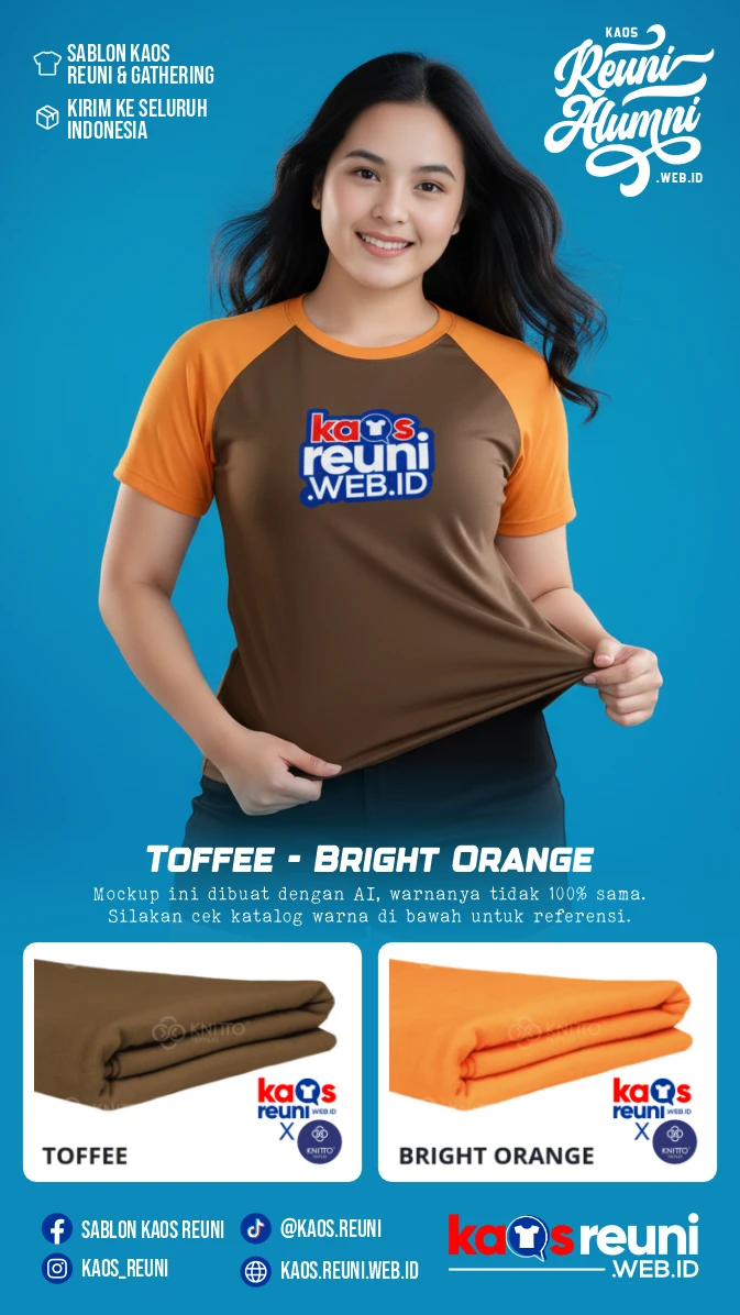 Toffee Bright Orange Warna Kain Kaos Reuni Gathering (3)