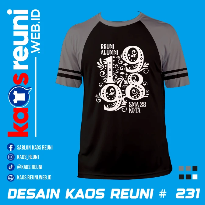 Desain Kaos Reuni 1998 Raglan Abu Hitam (1)