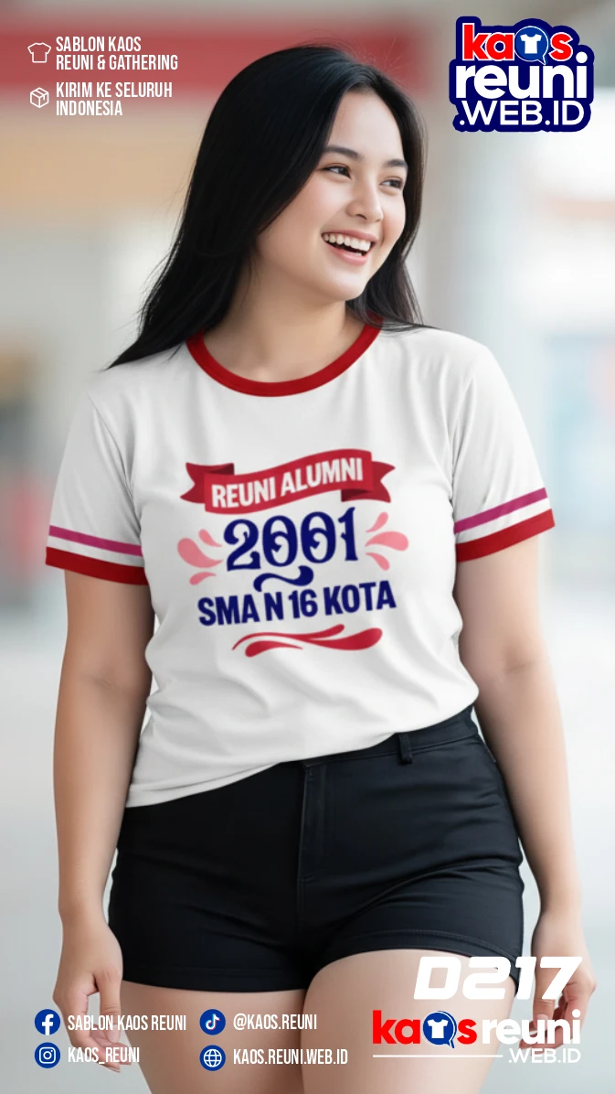 Codesign : 217 | Desain Kaos Reuni 2001 Putih Strip Merah