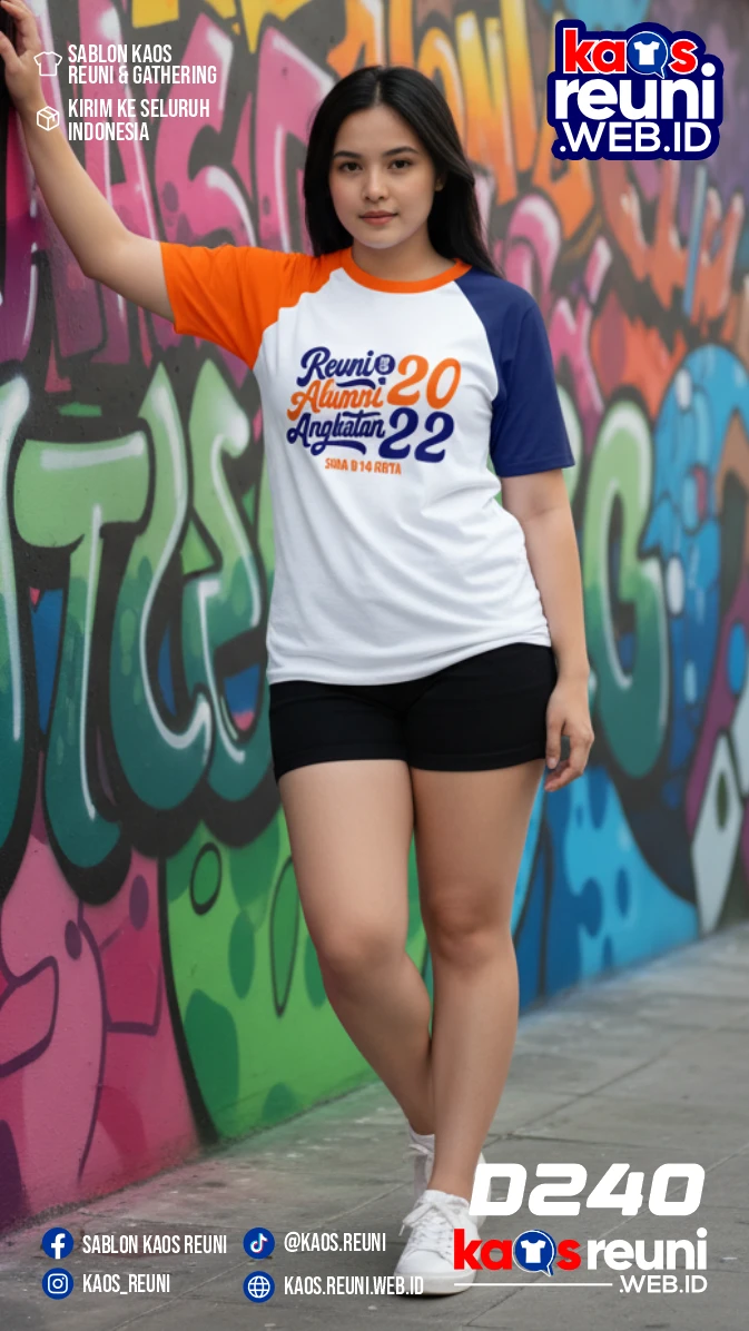 Codesign : 240 | Desain Kaos Reuni 2022 Raglan Orange Navy Putih