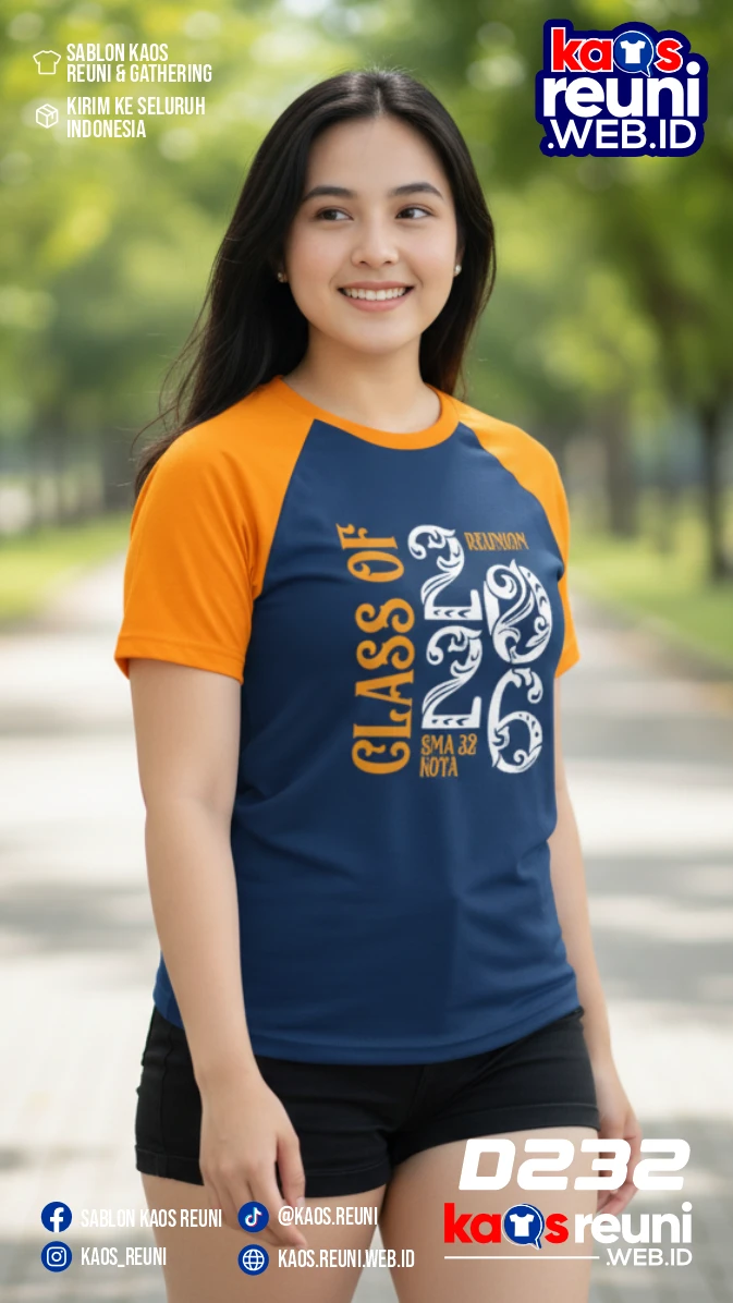 Codesign : 232 | Desain Kaos Reuni 2026 Navy Orange Raglan